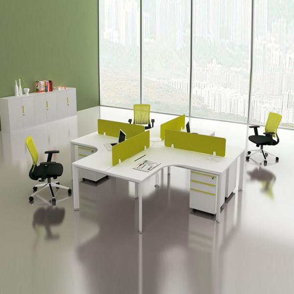 White Wooden 4 People 120 Degree Office Modular Workstations