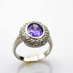 925 Silver Oval Garnet Gemstone Ring with Cubic Zircon (S-RJ692)