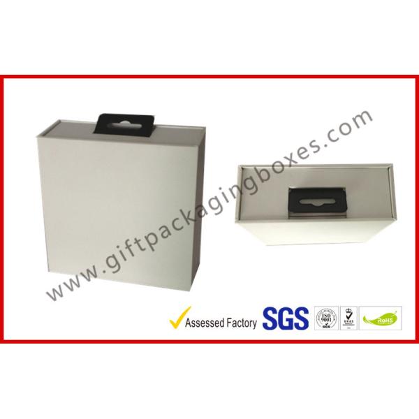 Quality Custom Big White Display Gift Packaging Boxes With Black EVA Holder And Hook wholesale