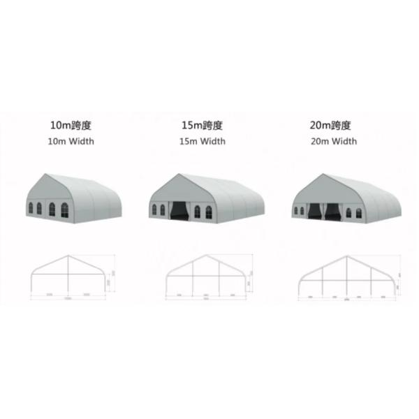 Industrial PVC Cover Outdoor Curve Tents Aluminum Frame Strong Structure For Storage Wedding Party