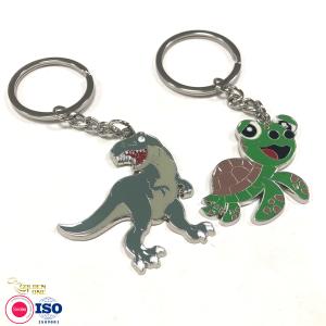 Enamel Personalized Metal Keychain Round Double Sided Chrome Plated Circle