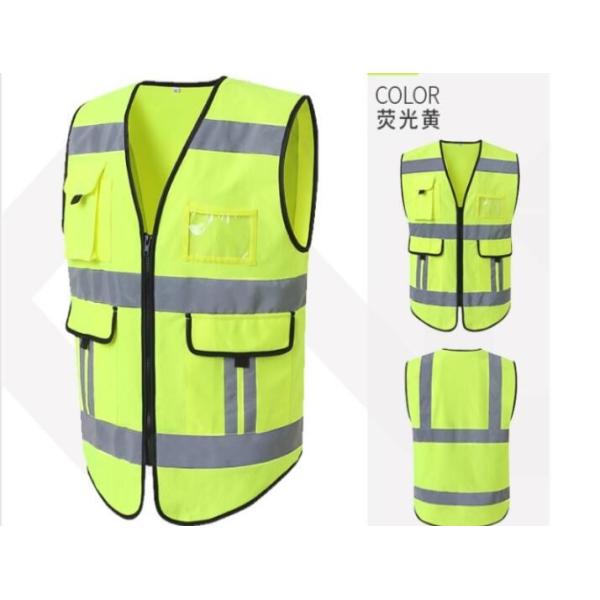 Quality Reflective Safety Vest , Anti Static Vest Yellow Polyester Mesh Material wholesale