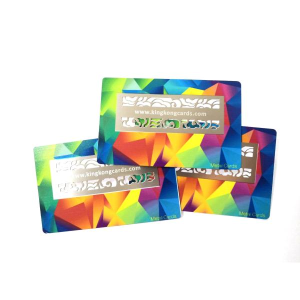 Quality Color Printed Stainless Steel Metal ID Card With Laser Cut Logo 85x54x0.5mm wholesale