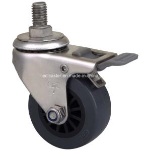 Cheap Brake With Brake Grey Color Application Caster Stainless 2&quot; 40kg Threaded PU S2642-73 for sale