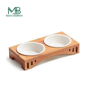 BAMBOO Elevated Ceramic Pet Bowls for Dogs and Cats Functional Multifunctional