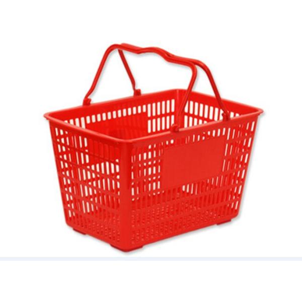 Rectangular Plastic Hand Shopping Basket Hollow - out Double Handle