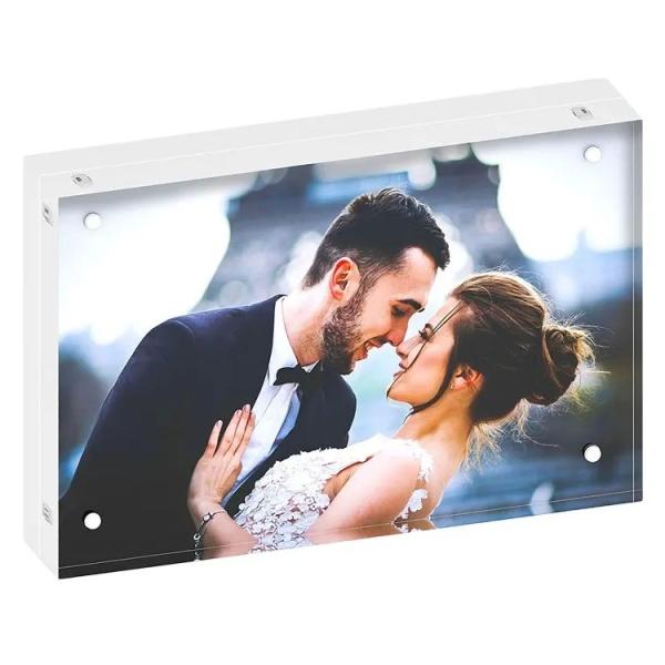 Quality Nail Free Waterproof Double Acrylic Desktop Display Self Standing Magnetic Photo Frame wholesale
