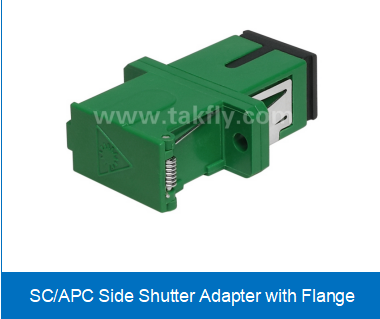 SC/APC Side Shutter Fiber Optic Adapter with Flange