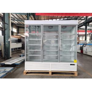 White Three Swing Glass Door Merchandiser Refrigerator With LED Lighting