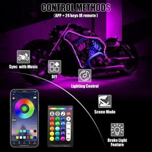Smart LED Music Sync Color Changing Lights Motorcycle RGB Light Kit APP Remote