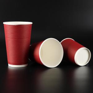 Red Ripple Disposable Paper Cup for Hot Coffee Double Wall with Custom Logo Red