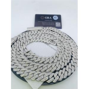 Hip Hop Miami Cuban Link Chain 15mm VVS Moissanite Sterling Silve Cuban Link