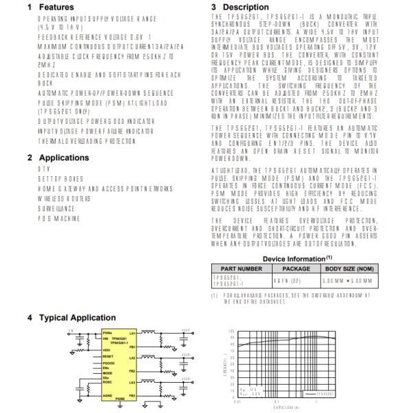 TPS65261RHBR IC REG BUCK ADJ 3A/2A TRPL 32VQFN Buck Switching Regulator IC