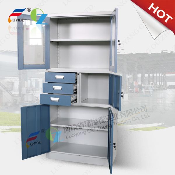 Quality office furniture storage cabinet swing glass and swing steel door FYD-W020, With shelves wholesale