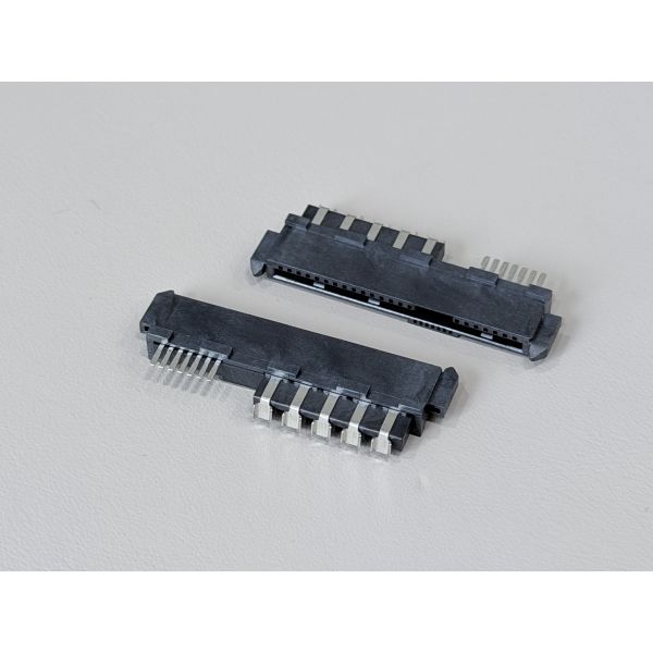 SAS 29P Female PCB Connector with Positioning Peg, Ni/Au/Sn Plated Terminals, 1.27mm Pitch Electronic Terminal Connector for Customization in Server &