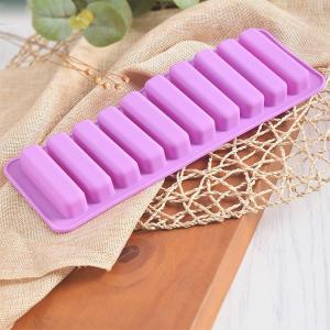 China Long Strips Silicone Mold Heart Shaped Cookie Mold 10 Cavity Chocolate Molds Ice Cube Tray Jelly Cake Candy Baking on sale
