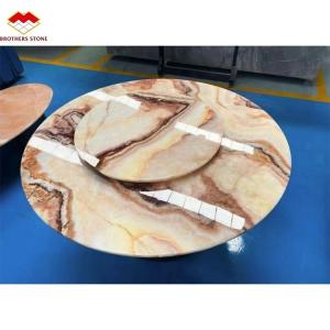 Backlit Red Onyx Marble Stone Book Matched Slab for Transparent Marble Table