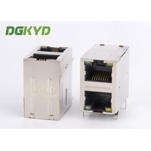 8P8C Cat5/5e 100Mb Stacked 2 Port RJ45 Jack Combo With Transformer