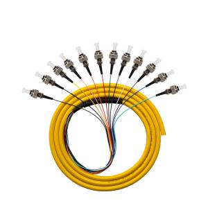 Custom 12 Core Fiber Optical Breakout Pigtail Patch Cord FCPC Connector