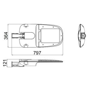 3030 Cree Chips Dimmable LED Street Lights IP66 Horizontal Type 5 Years Warranty