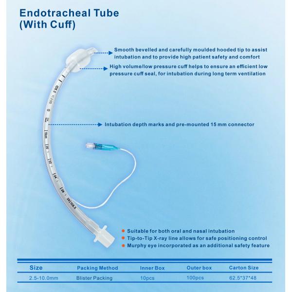 Factory Manufacturer Supplies Medical Intubation Consumables Disposable PVC Endotracheal Tube With Cuffed Uncuffed