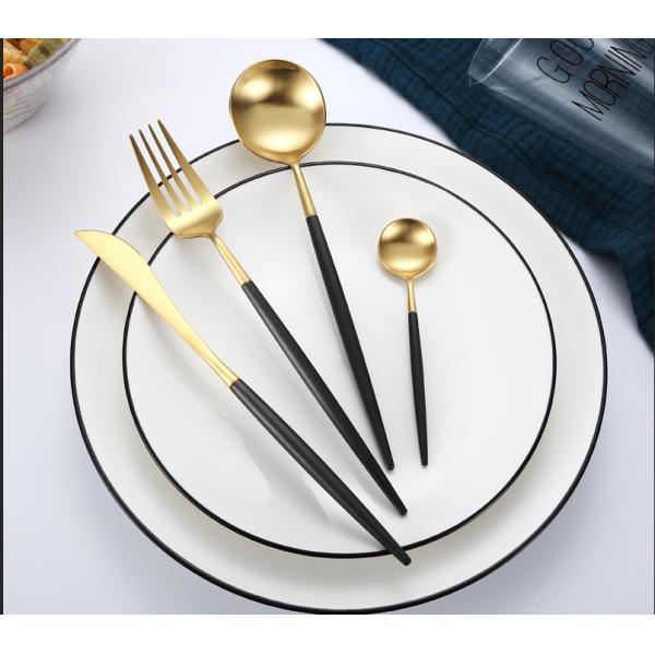 NC099 Stainless Steel Cutlery Set with Black and Gold color Flatware Kitchen Household China supplier