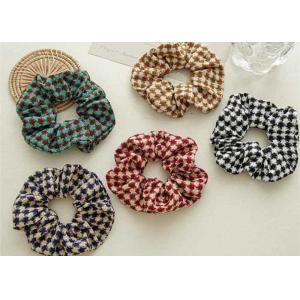 China Autumn winter houndstooth lattice thick material fabric art large hair ring high stretch elastic lady head accessories on sale