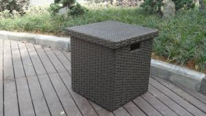 China Home Storeroom Black Resin Wicker Storage Box With White Cushion on sale