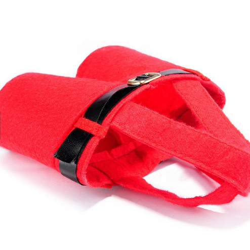 Quality Portable Felt Santa Claus Pants Jumpsuit Wine Bag 39.5*22cm wholesale