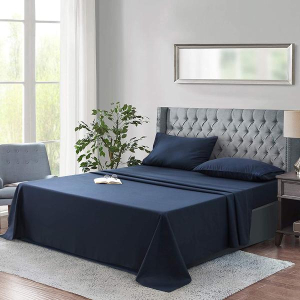 200TC Three Lines Embroidery Luxury Hotel Sheet Set with 100% Polyester Microfiber