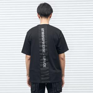 Black Color Stylish Mens T Shirts Polyester / Cotton Material Patchwork Pattern