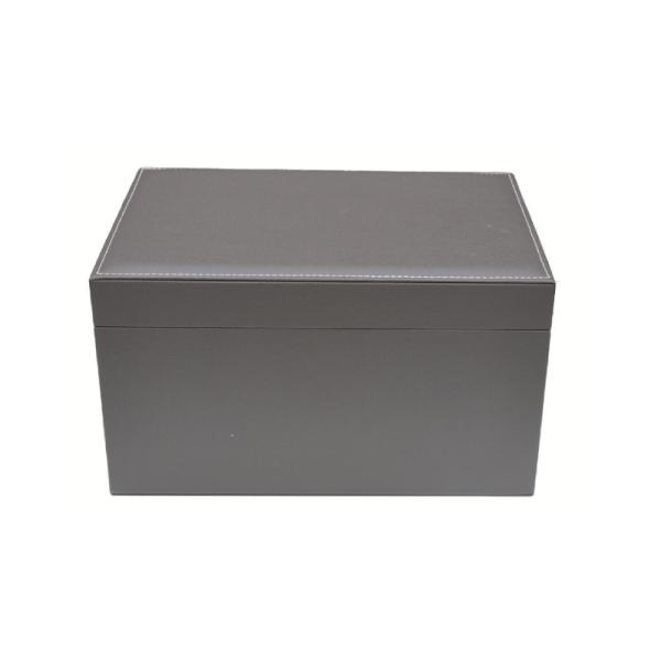 MJHMD DG-H003 Faux Leather Storage Box with Lid, Handmade Decorative Organizer Box for Closet Shelf Office, Dark Brown
