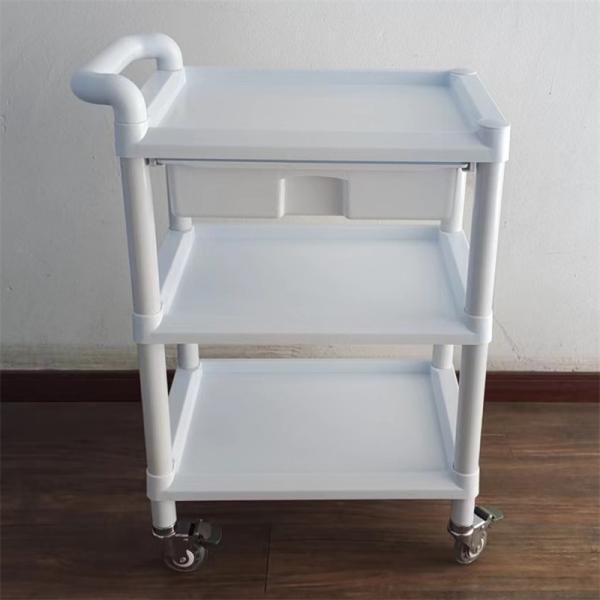 Quality Modular 3-Shelf Medical Storage Cart with Pull-Out Drawers Easy Assembly Plastic Trolley wholesale
