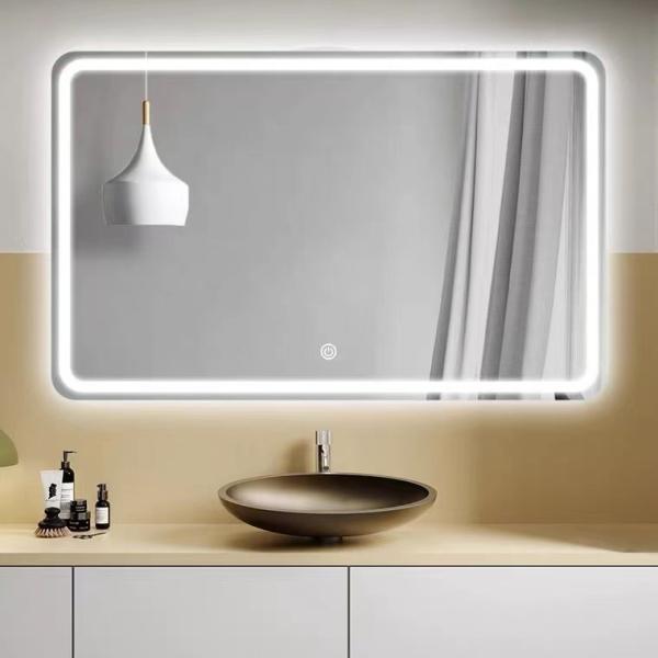 Quality 5mm Square Rectangle LED Bathroom Mirrors 3 Colors Wall Mounted Type wholesale