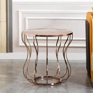 Golden Metal Corner Table Sofa Side Table Round Glass Table Top Bedside Table