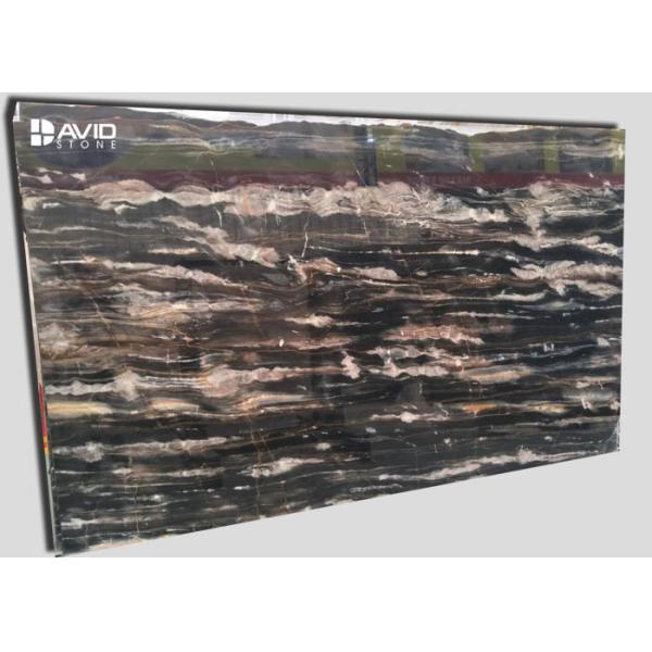 Xiamen service fantasy black marble glossy polished 18cm beautiful veins