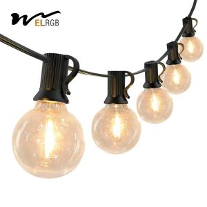 7.6m-45m Outdoor Plastic Bulb String Lights Soft Warm White AC 220V
