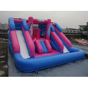Outdoor Amusement Park Black Color Inflatable Water Slide With Pool For Kids