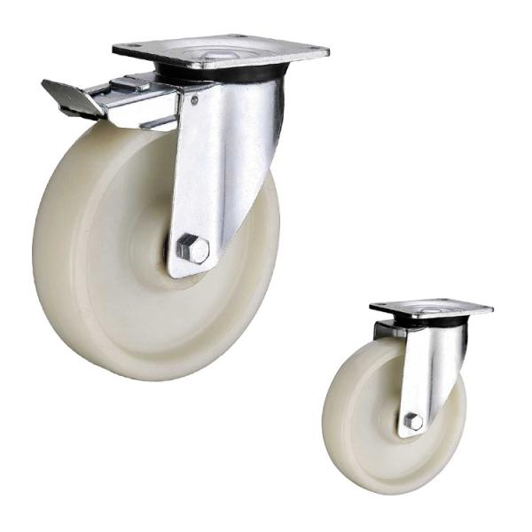 OEM 8 Inch White Total Brake Nylon Swivel Wheel Castors Heavy Duty
