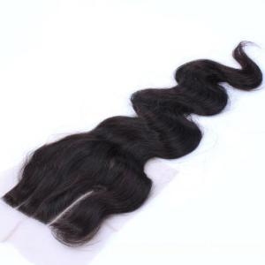 Cheap Unproducssed Peruvian Hair 3 Part Natural Color Body Wave 4*4 Lace Closure for sale
