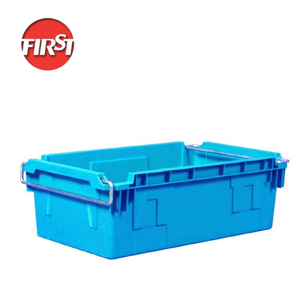 Quality Stackable Hard Plastic Crates with Metal Handles 720*425*235mm External Size Customized wholesale