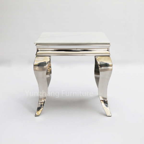 Quality Faux Marble Wide End Table Silver Colored Frame For Sofa And Living Room wholesale