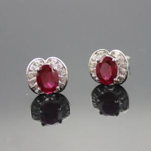 Sterling Silver Green Cubic Zircon Stud Earrings(E03)