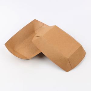 Fast Food French Fry Containers Kraft Paper Boat Serving To Go Containers