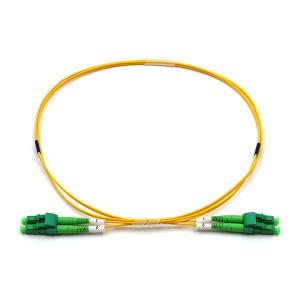 Cheap LC APC To LC UPC Patch Cord Duplex Single Mode OS2 OFNR 1.2mm Yellow for sale