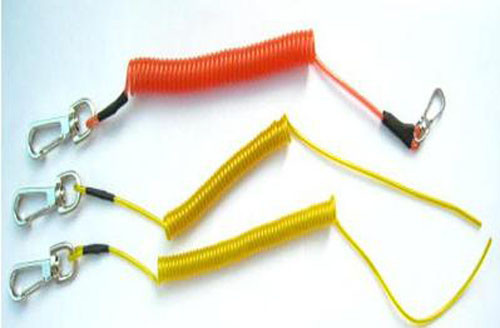 Quality Colorful Plastic safe string holder coiled lanyard tether with heavy duty hooks wholesale