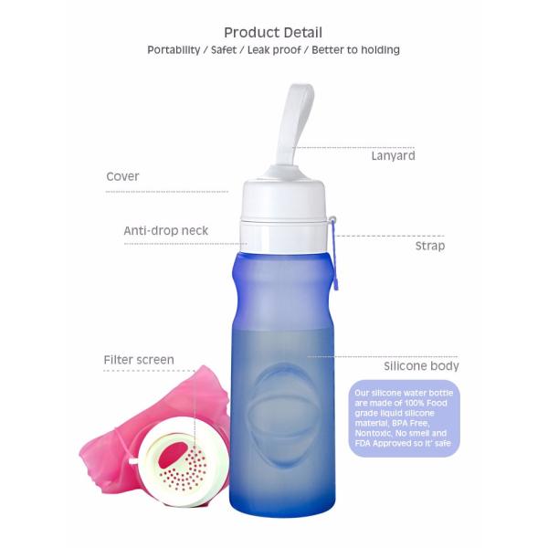Better to holding 550ml Wholesale Sports Silicone Foldable Water Bottle