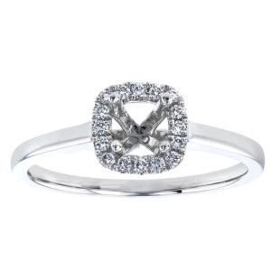 Cushion Cut semi mount ring settings , 0.46ct 18K White Gold Promise Ring OEM