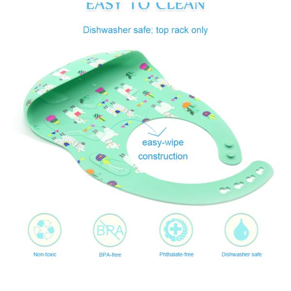 Customisable Patterns BSCI SGS Baby Silicone Bib With Pocket