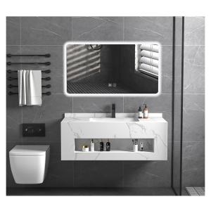 Cheap Modern Simple Design Bathroom Toilet Vanity with Single Sink Mirror Cabinet in White Color for sale